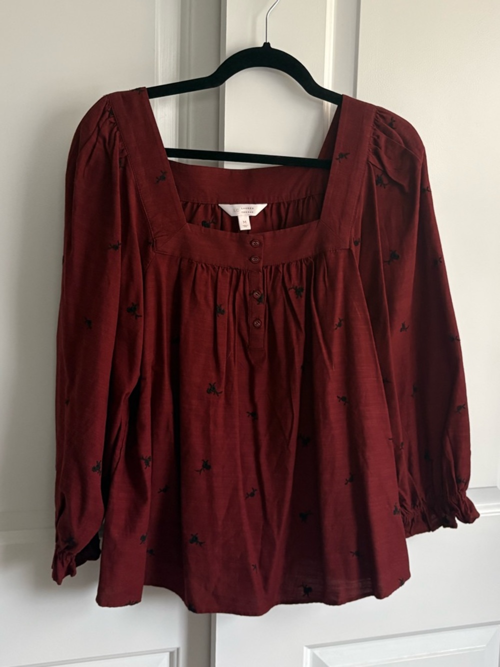 NWT Lauren Conrad Red Square Neck Blouse Medium